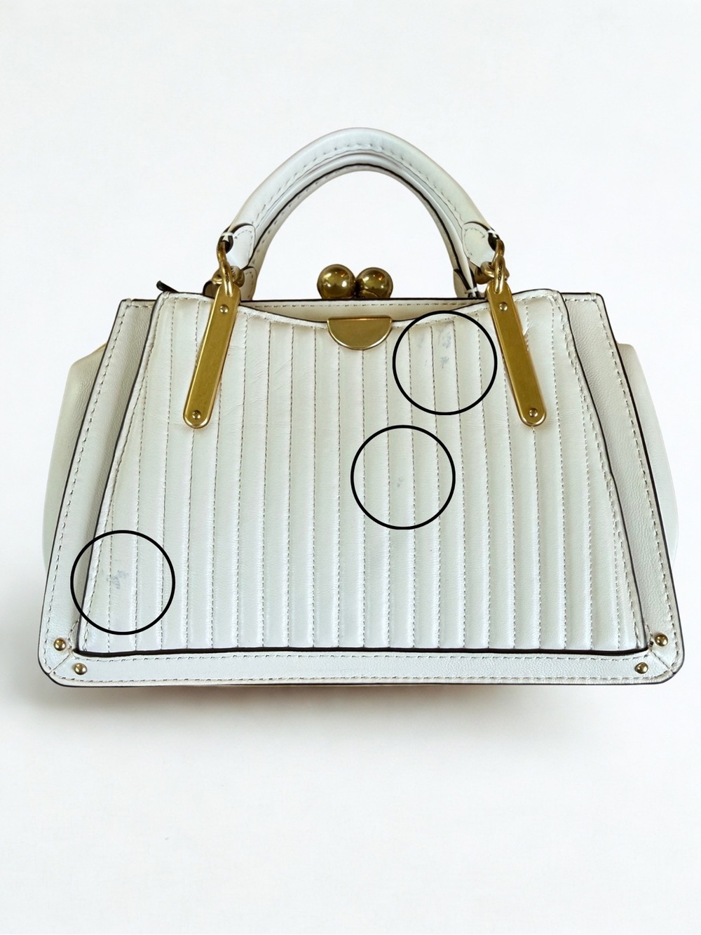COACH 1941 Kisslock Dreamer 21 Quilted Leather Crossbody Satch Chalk + Dust Bag - Picture 9 of 13
